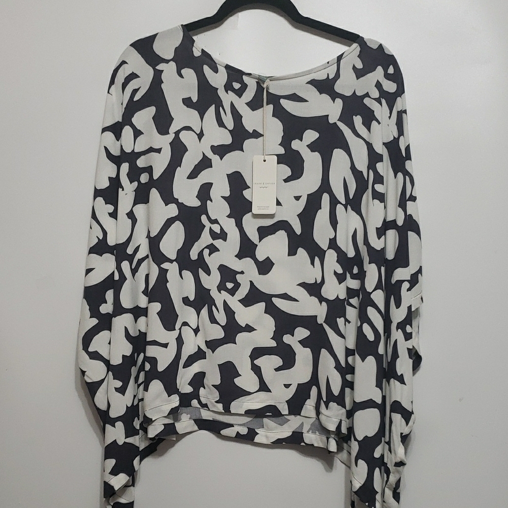 Grade & Gather Boxy Stylish Black and White Women's Top